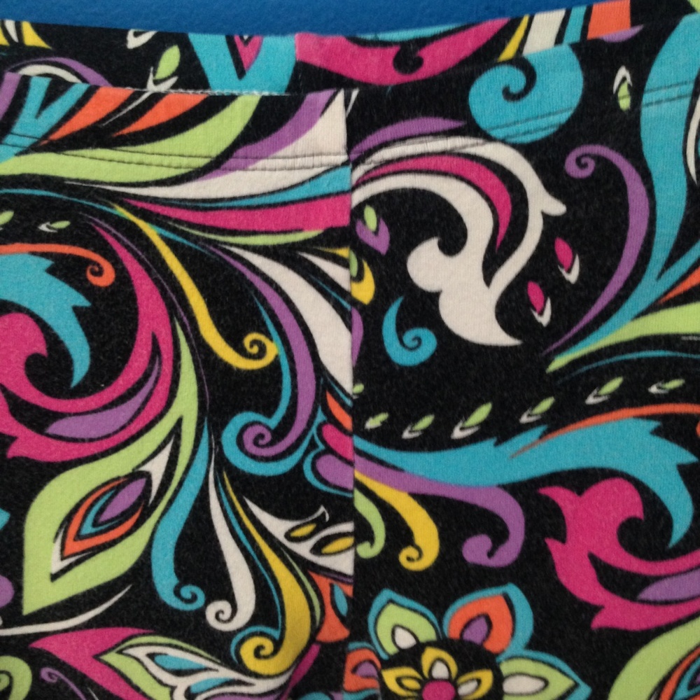 HUE Bright Multi-colored Leggings Sz M - Picture 2 of 4
